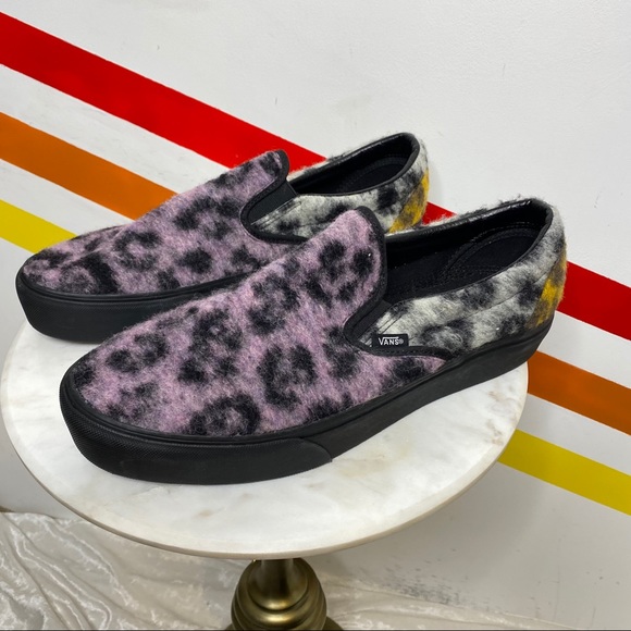 fuzzy vans slip ons